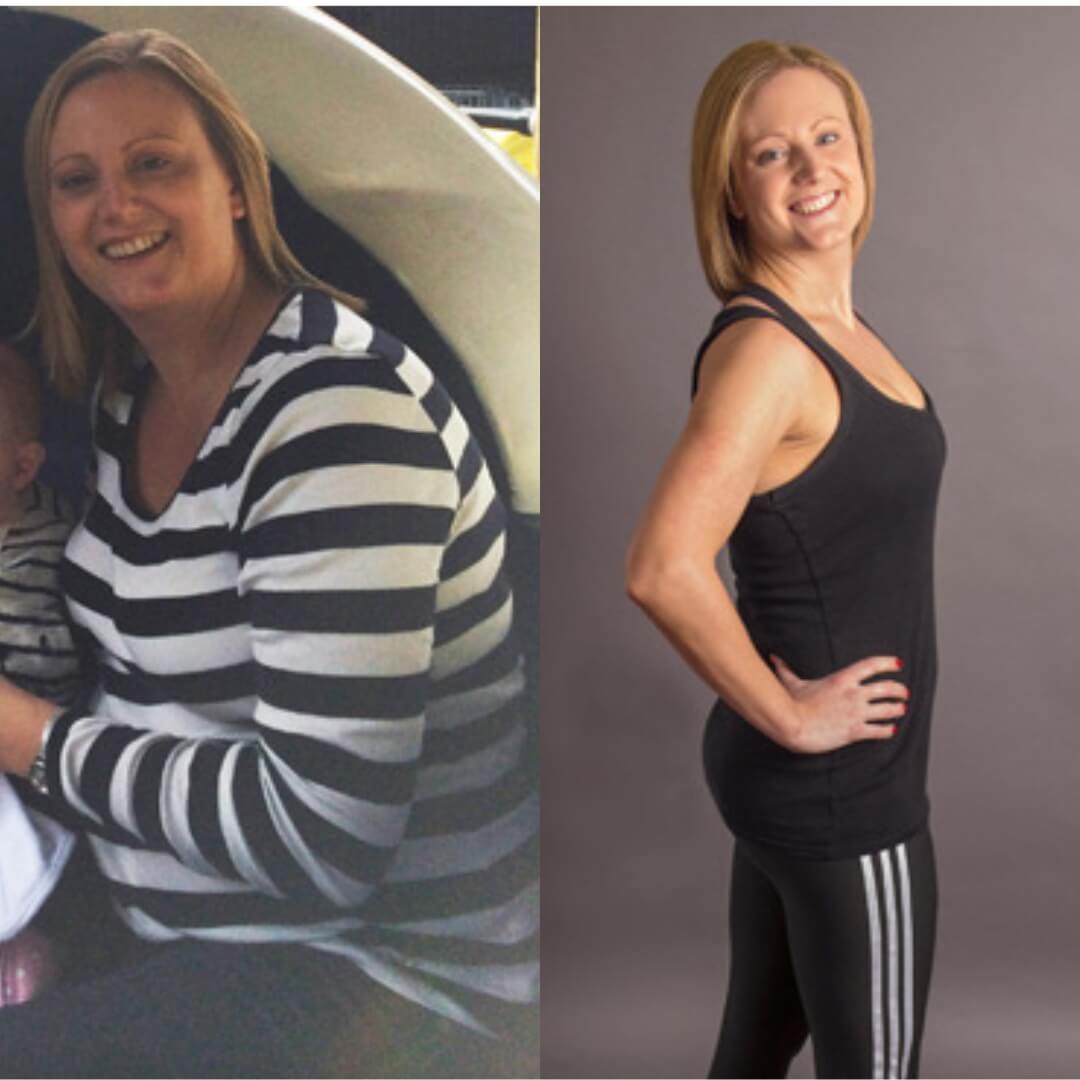 Melody's before and after progress photographs