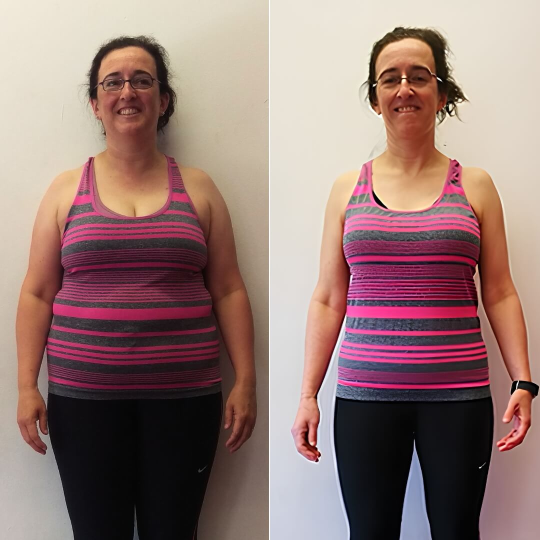 Nicola's before and after progress photographs